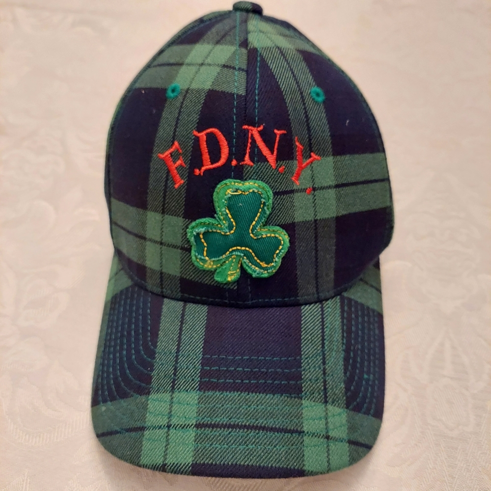 FD New York green plaid shamrock flex fit cap. Unisex